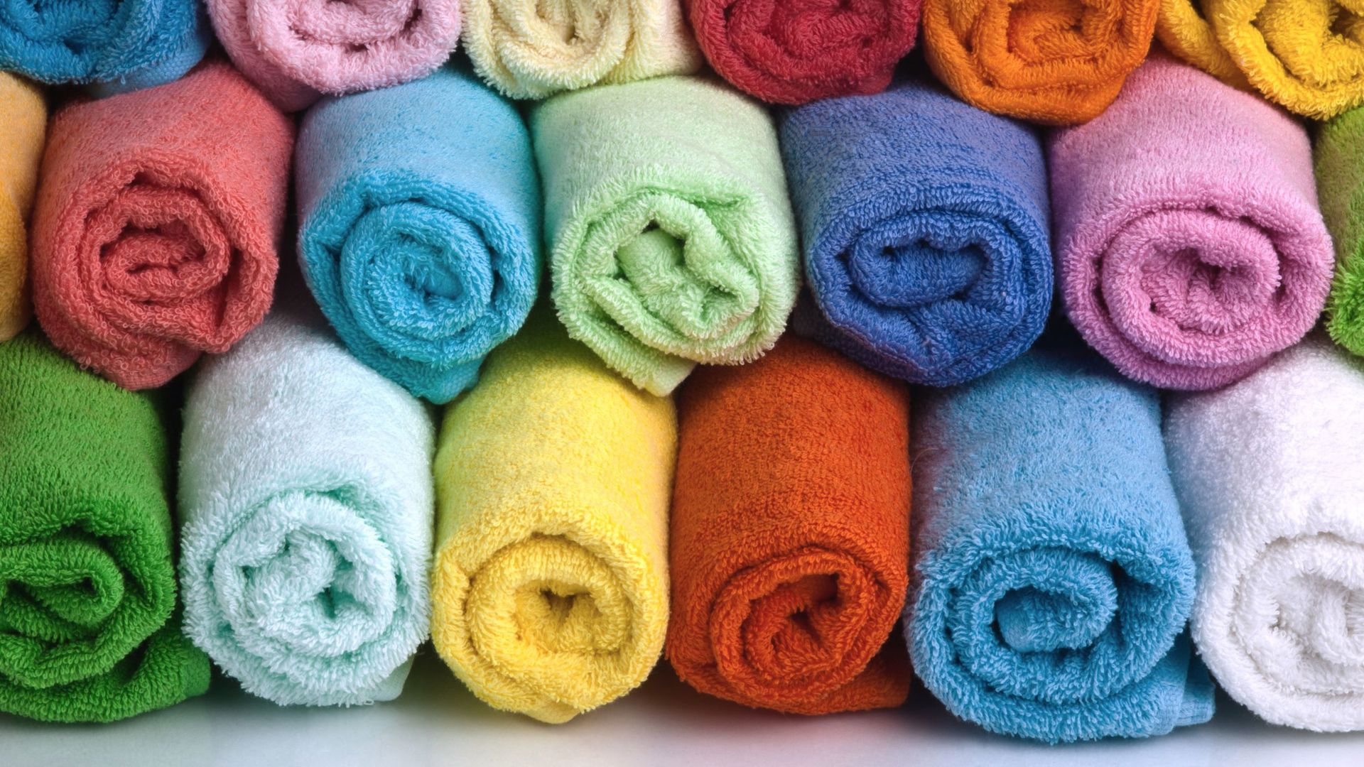 Colorful Towels After Laundry